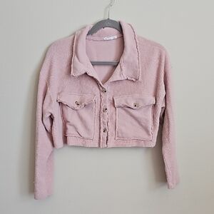 BUCKETLIST Pink Cropped Jacket Cropped Style